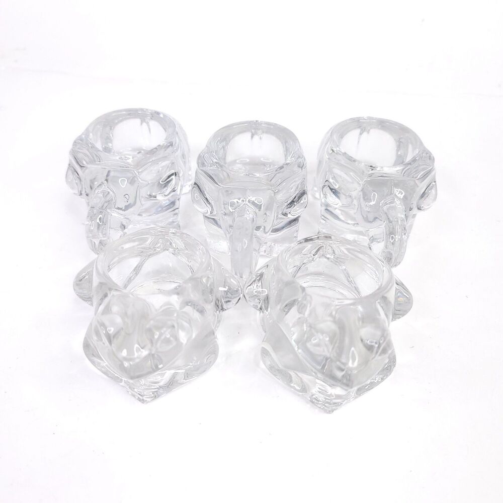 Pier 1 Crystal Candle Holders Set of 5 Vintage Tealight Clear Glass Votive Decor